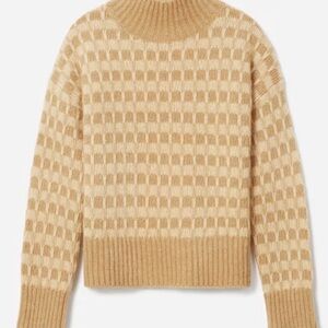 Everlane The Cloud checked turtleneck golden oak/wheat turtleneck sweater size S